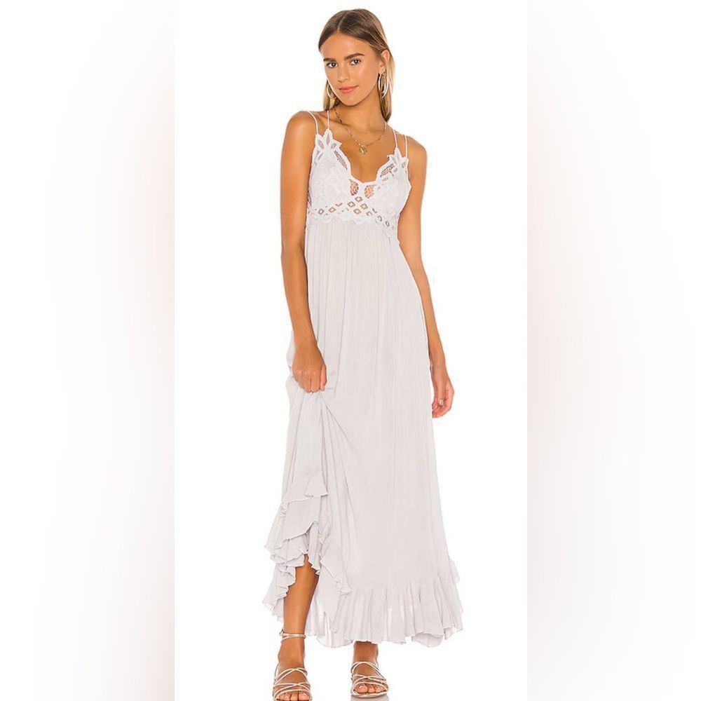 Free people one women’s xs adella slip dress maxi stardust fairy assymetric new